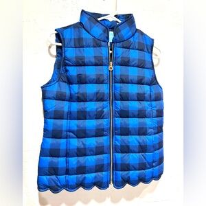 Draper James Size 4 Buffalo Check Scallop Hem Puffer Vest Spring Blue women